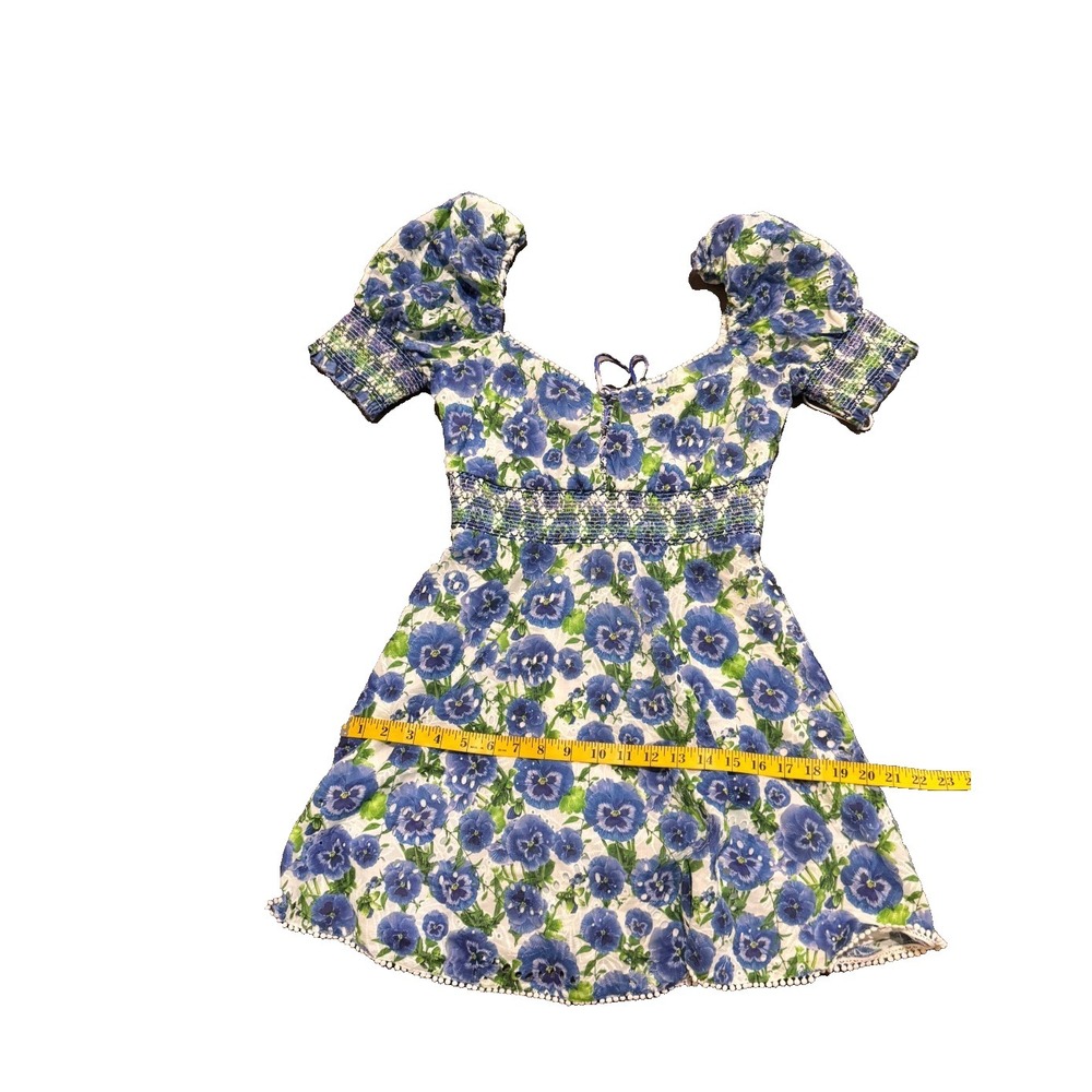 Alice & Olivia Mini dress size 2 Small Crawford Eyelet Floral Puff Sleeve FLAWED - Picture 4 of 10